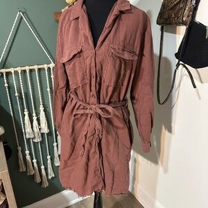 Cloth & Stone Linen Terracotta Shirt Dress Size Small